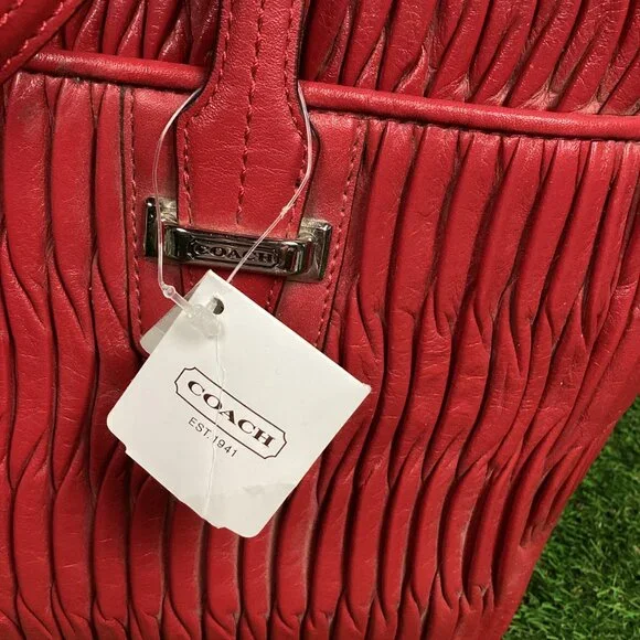Coach Taylor Gathered Leather Alexis Carryall Tote Red NWT - Picture 11 of 16